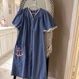 Nautical Blue Embroidered Nightgown